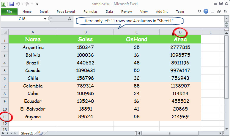 Delete Excel Rows and Columns