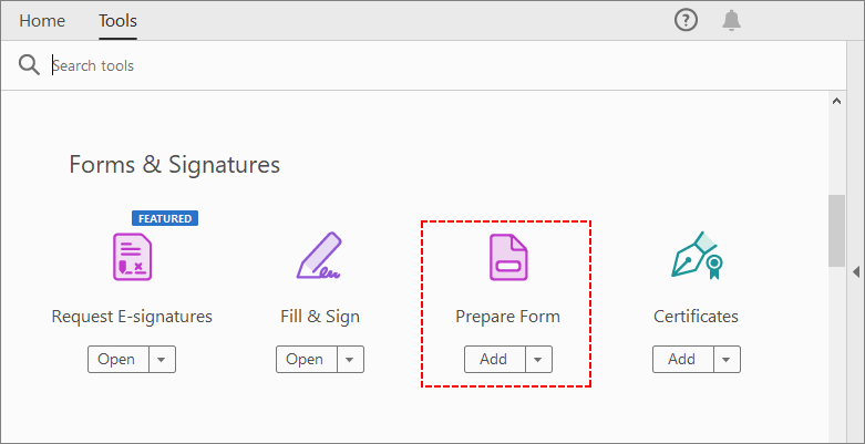 Инструмент подготовки формы в Adobe Acrobat