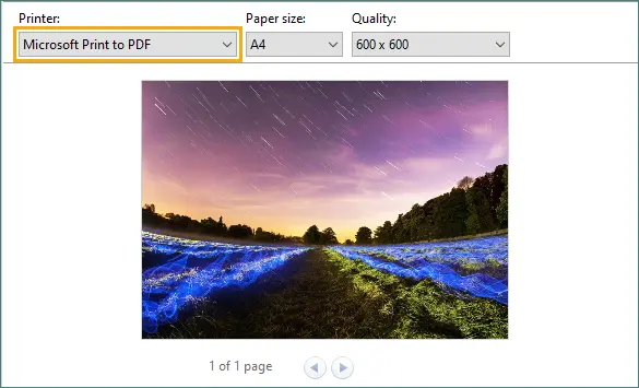 Microsoft Print to PDF 선택