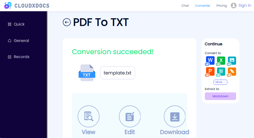 CLOUDXDOCS 무료 PDF를 텍스트로 변환하는 도구