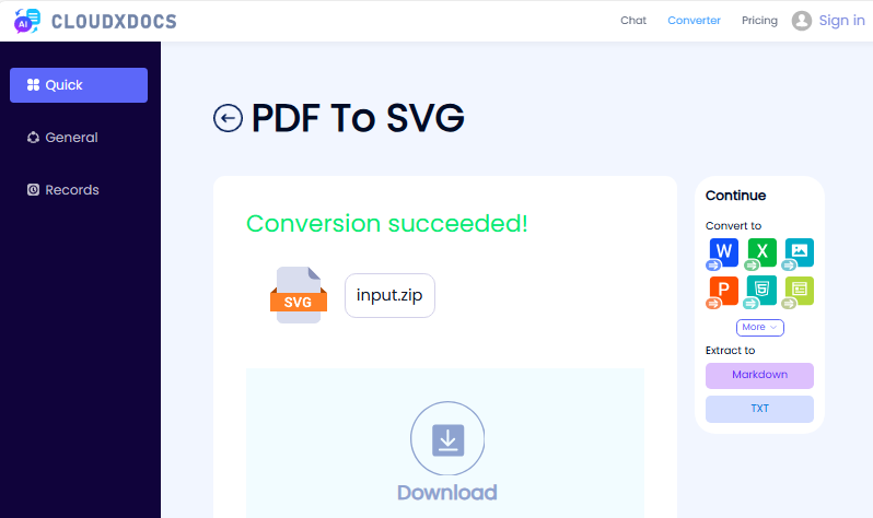 CLOUDXDOCS free PDF to SVG online converter