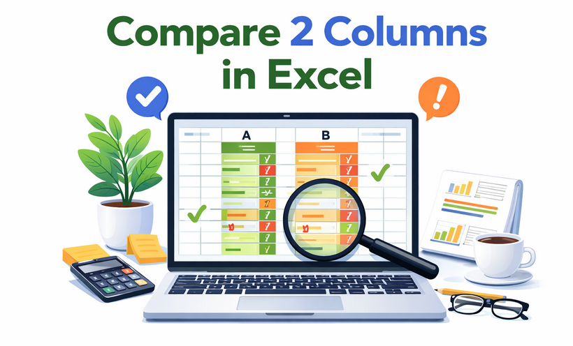 Compare two columns in Excel for differences or matches