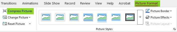 Cliquez sur l'outil Compresser les images de PowerPoint