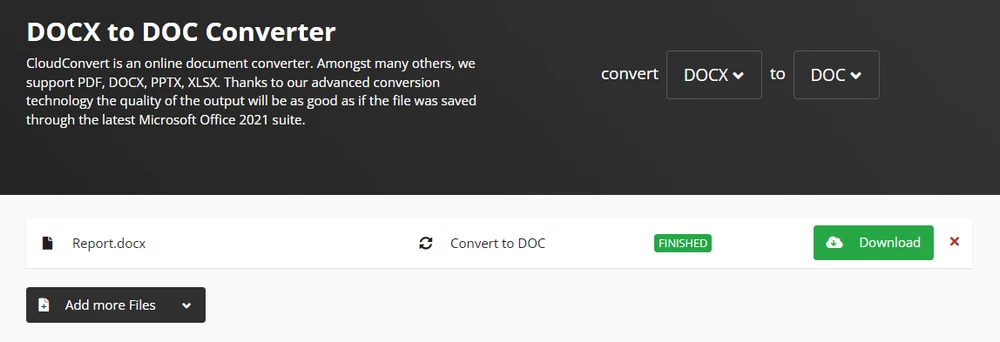 Télécharger le DOC de CloudConvert