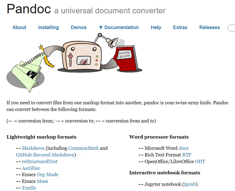 Pandoc Markdown zu Text