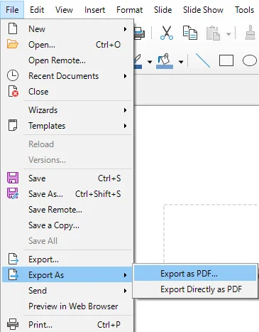 ODP 파일을 PDF로 변환하기 위한 LibreOffice Impress PDF로 내보내기 옵션