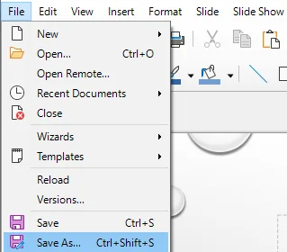 Accéder à l'option Enregistrer sous dans LibreOffice pour enregistrer ODP en PPTX