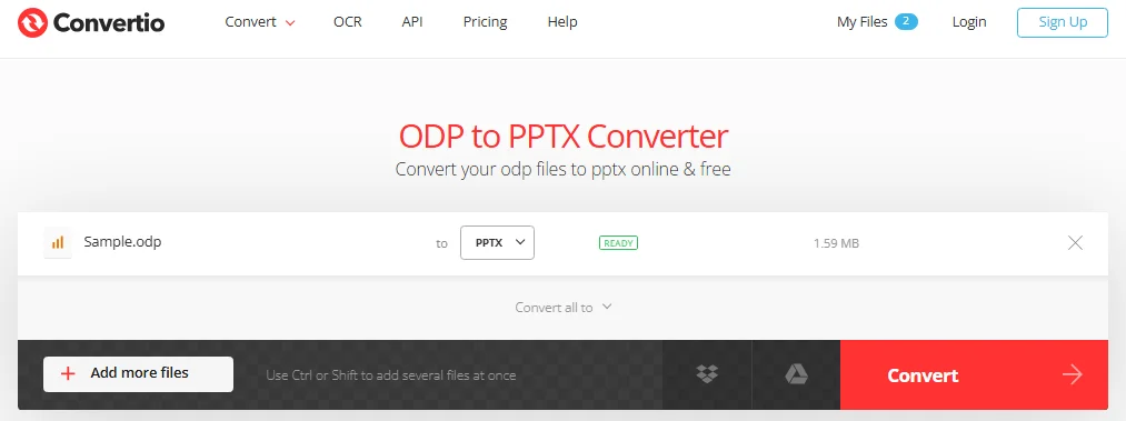 Convertir ODP en PPTX en ligne gratuitement