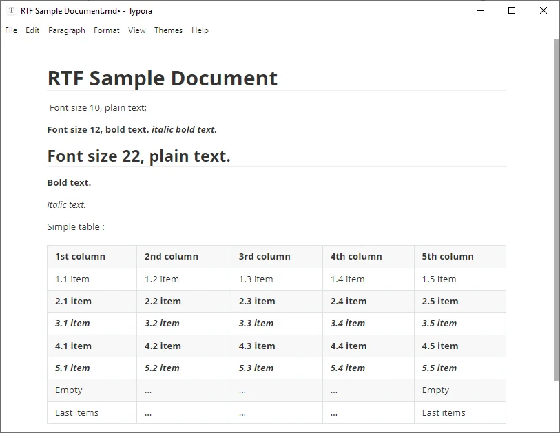 Копирование и вставка содержимого RTF в формате Markdown