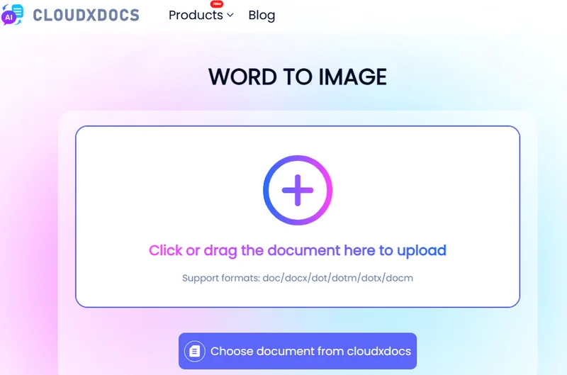 CLOUDXDOCS를 사용하여 온라인에서 무료로 Word 문서를 PNG로 변환