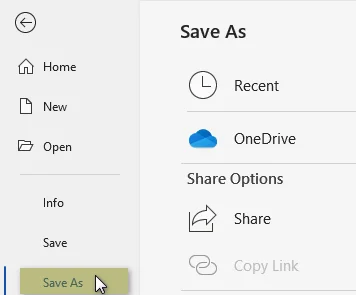 Нажмите 'Сохранить как' в Microsoft Word