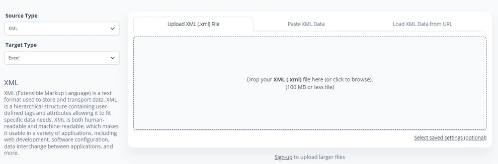 DataConverter.io XML to XLSX Converter