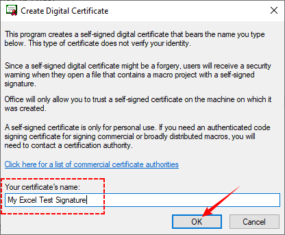 Selbstsigniertes digitales Zertifikat mit SelfCert.exe für Excel-Signatur erstellen
