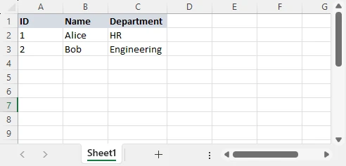 Exemple de données Excel
