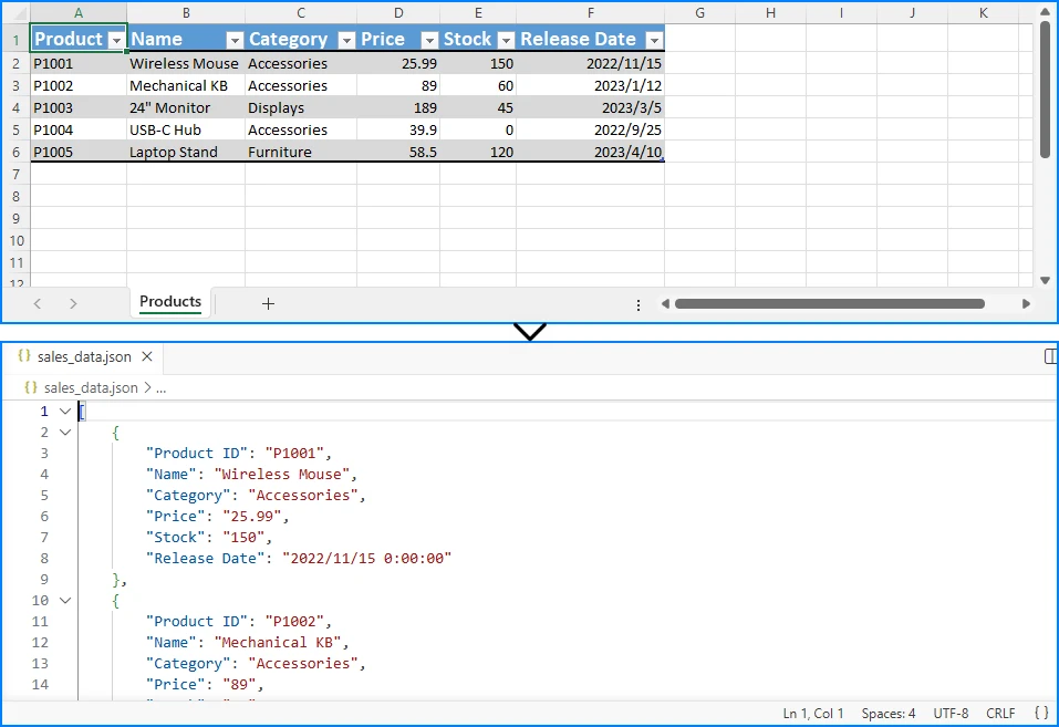Convertir Excel en JSON avec Spire.XLS