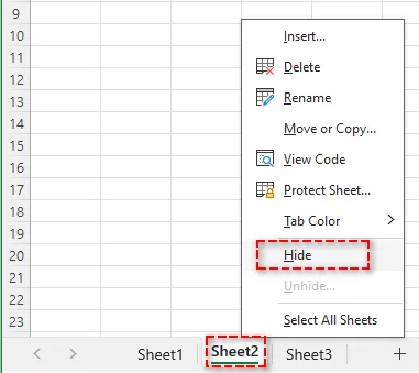 Masquer une feuille Excel par un clic droit