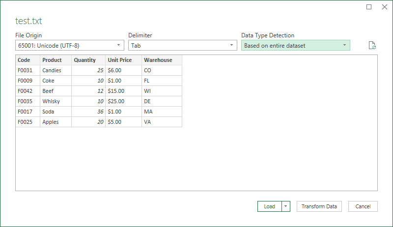 Импортировать текстовый файл в электронную таблицу Excel