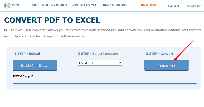 Бесплатный конвертер Online OCR из PDF в Excel