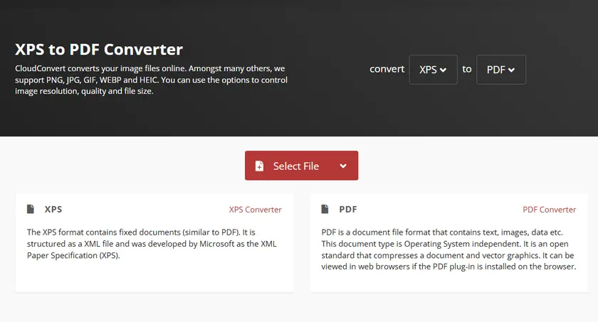 Convertisseur XPS en PDF en ligne