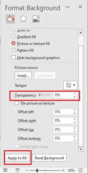 Establecer la transparencia del fondo en PowerPoint