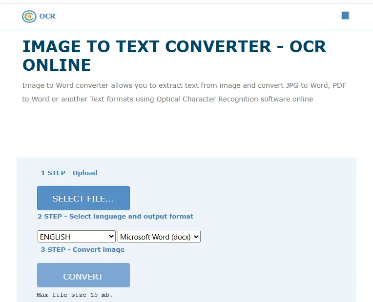 OnlineOCR.net - 무료 PNG to Word 변환기