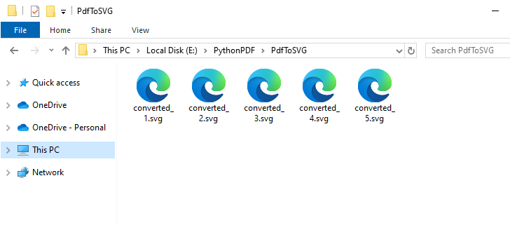 The output SVG files converted from a multi-page PDF using Python