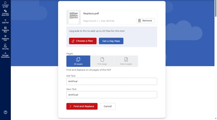 Remplacer le texte dans un PDF en ligne