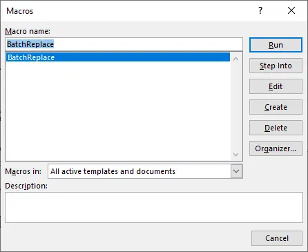 Run VBA macro