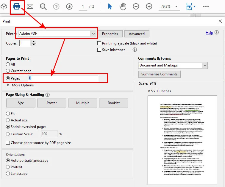 Adobe에서 PDF 문서의 한 페이지만 저장하기