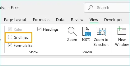 Uncheck gridlines